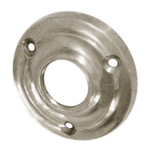 Rosette pour béquille en laiton nickelé, poli miroir argent forme ronde