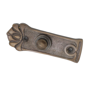 Sonnette Art Nouveau Laiton patiné foncé | Plaque de sonnette avec bouton de sonnette | Sonnette antique A9131