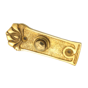 Sonnette Art Nouveau en laiton patiné | Plaque de sonnette avec bouton de sonnette| Sonnette ancienne P9131