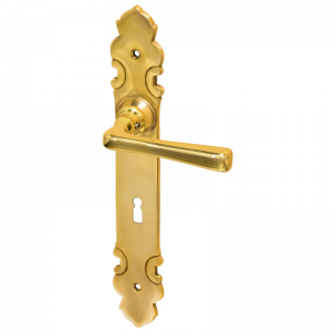 Ensemble de poignées antique | Poignées de porte avec plaques de porte | Laiton poli | Modèle BB "Vils" | Ventano 