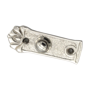 Cloche Art Nouveau en laiton Nickel brillant | Plaque de cloche avec bouton de cloche| Cloche antique N9131
